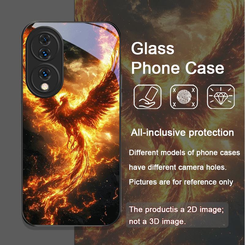 Эстетичный Чехол из Закаленного Стекла с Узором Огненного Пера Феникса для Huawei Honor 400 200 Lite 100 Pro 90 Magic 7 6 5 Pro