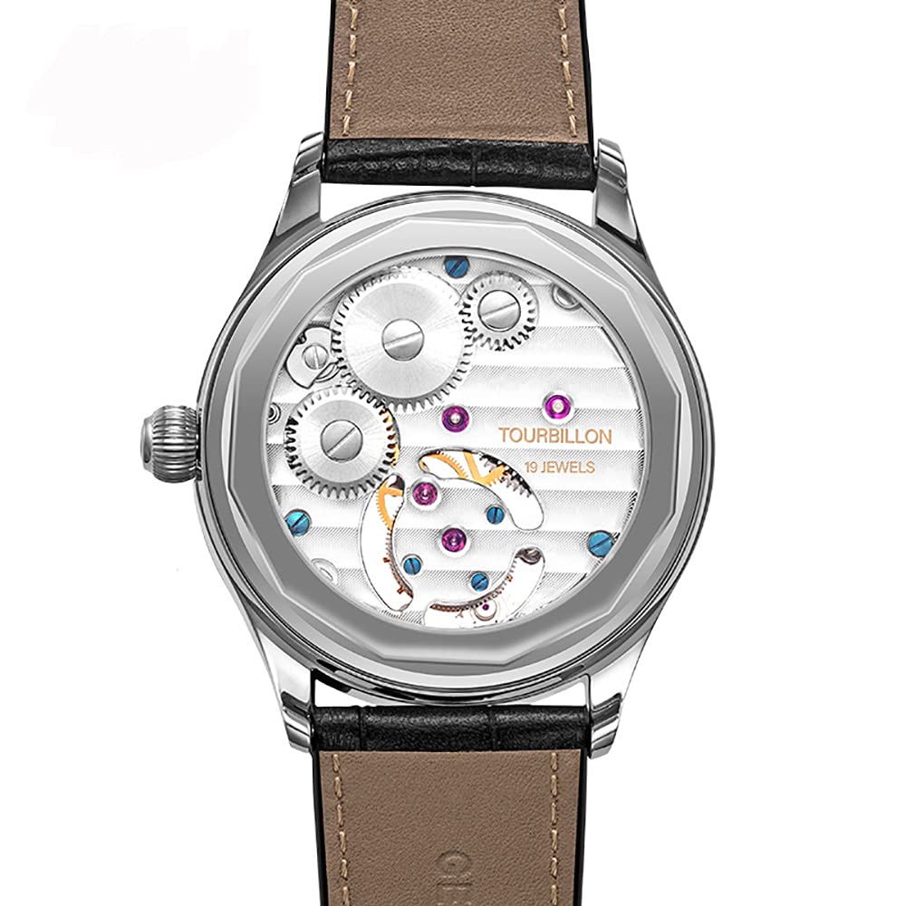 Механические часы HAOFA Tourbillon Watch 8 Dial Vintage Wood Grain Ультратонкое сапфировое стекло Ремешок из натуральной кожи Роскошный стильный сапфировое стекло