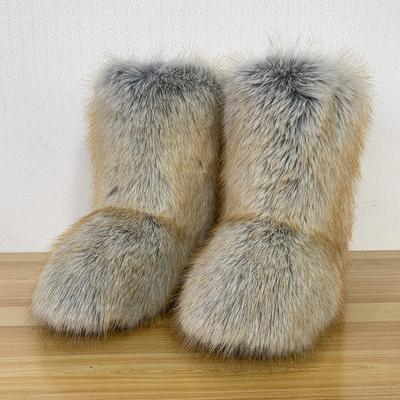 Женские пушистые сапоги из искусственного меха, пушистые сапоги до середины икры, зимние замшевые теплые ботильоны с меховой подкладкой, женские повседневные ботильоны на плоской подошве