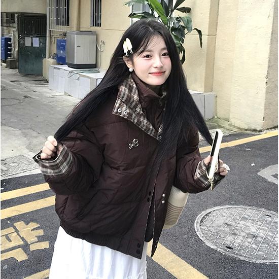 Зимняя двухслойная куртка из хлопка с воротником, женская универсальная в стиле пэчворк, студенческая свободная теплая куртка