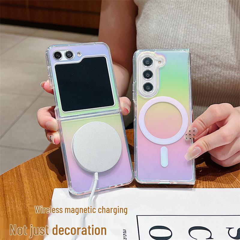 Samsung Galaxy Z Flip7 Градиентный Магнитный Прозрачный Противоударный Складной Чехол