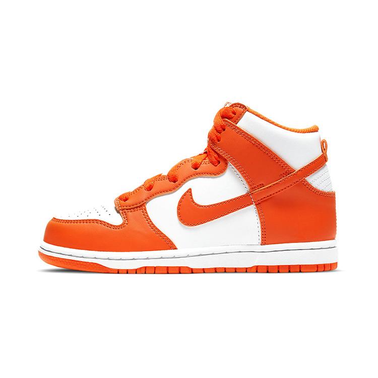 Nike Dunk High SP PreSchool 'Syracuse' 2021 (Unisex) White / White / Orange Blaze Kids' Skateboarding Shoes DD2314 100