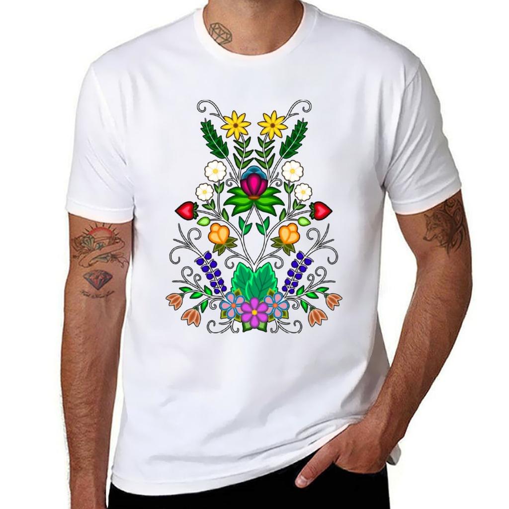 Ojibwe Floral Motif For A Velvet Vest Tshirt Work Wear Lightweight Tee Tshirt