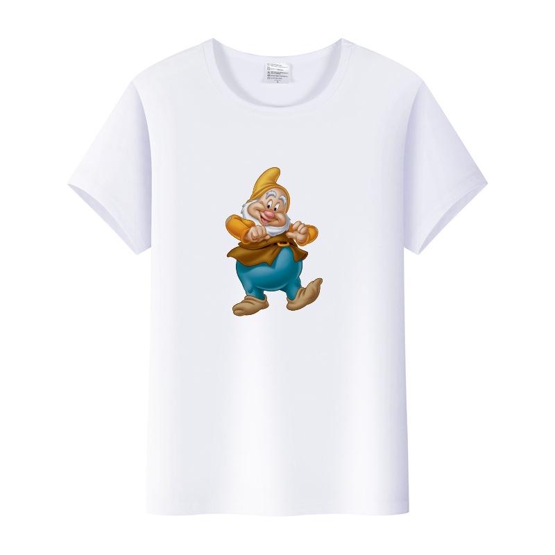 Fashion Unisex Cartoon Tees Seven Dwarfs Shirt Summer Tops Aesthetic White T-Shirts 2000s Clothes Y2k Goth Blouse