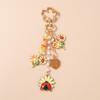 Garden Ballet Keychain Lightweight Flower Butterfly Key Ring Ladybug Enamel Keychain  Beaded Bag Charm For Backpack