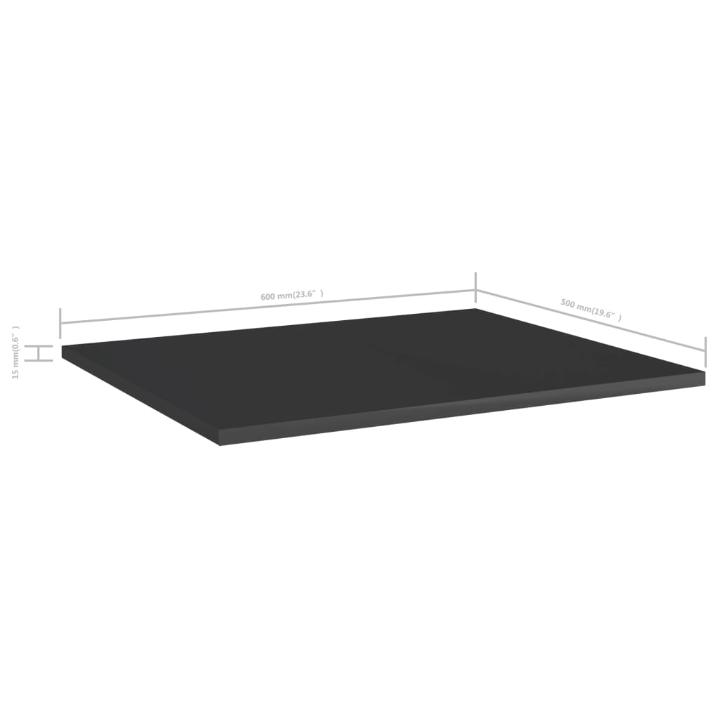 Shelf Boards 8 pcs High Gloss Black 60 x 50 x 1.5 cm