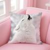 Casual daily Wild Powerful Majestic White Wolf Cushion Cover Linen Pillowcase Cover Soft Decor for Sofa Home Room