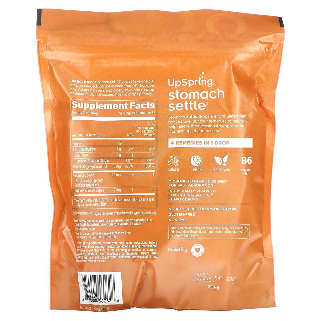 Above Settle, Lemon-Ginger-Honey, Individually Wrapped 55 Drops