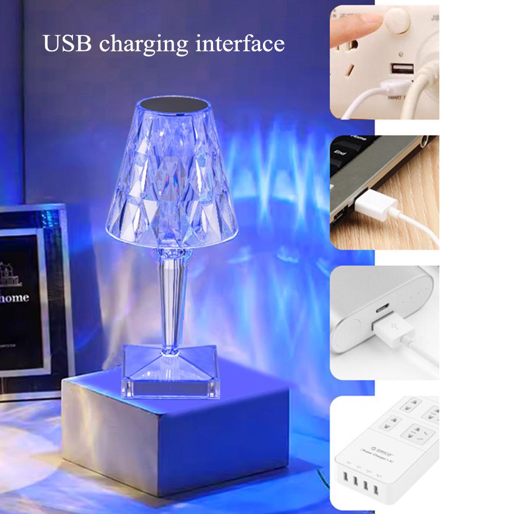 Crystal Table Lamp With Remote Control Led Night Light Luxurious Bedside Atmosphere Lamp USB Desk Lamp Candlelight Dinner Decor