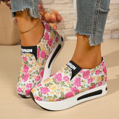 Мода 2025 Трендовые женские слипоны Модные кроссовки на платформе с принтом Нескользящая повседневная спортивная обувь Большой размер Удобные балетки Горячий стиль