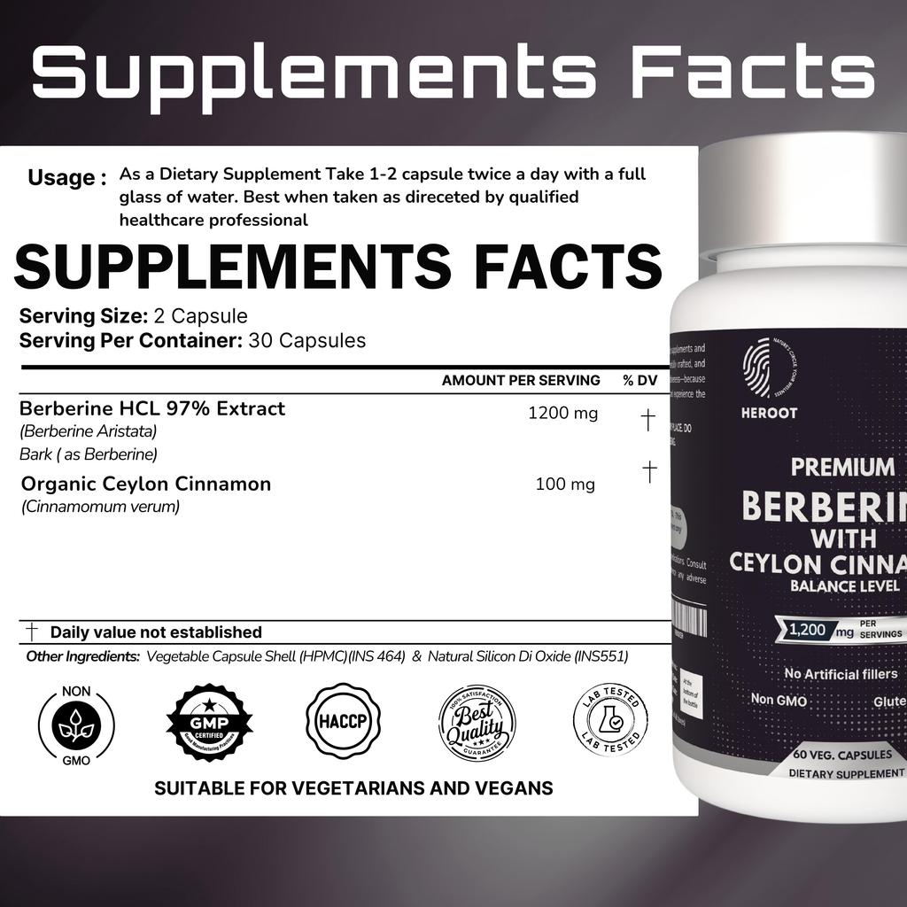 Капсулы берберина с цейлонской корицей | Растительная смесь | 60 капсул