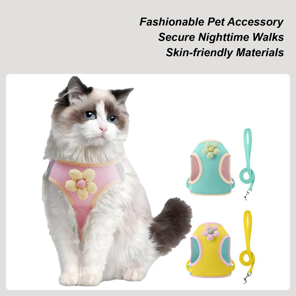 Harness For Puppy Reflective Cat Harness Breathable Pet Supplies Cartoon Puppy Straps For Travel Training Daily Use Beach