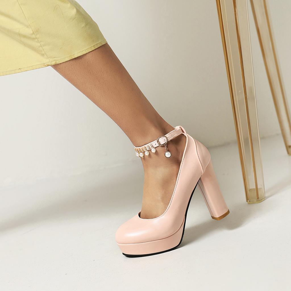 Женские туфли на высоком каблуке, универсальные, водонепроницаемые, на толстом каблуке, большого размера, с неглубоким горлом, на все сезоны