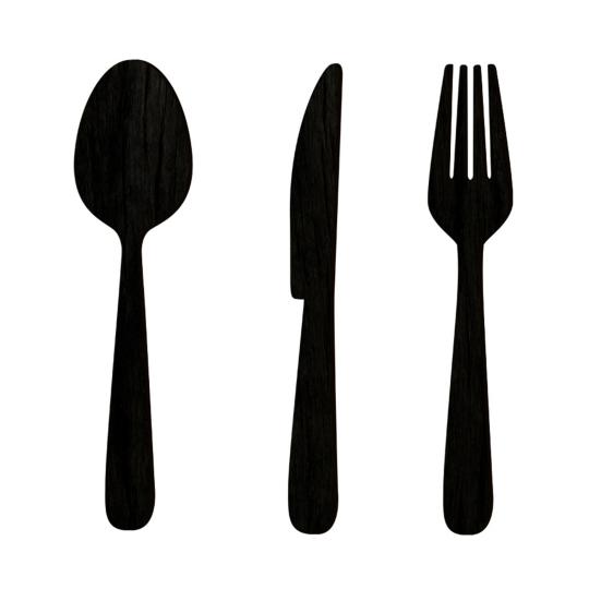 3Pcs/Set Wooden Cutlery Wall Decoration Home Kitchen Background Wall Art 3D Cutter
