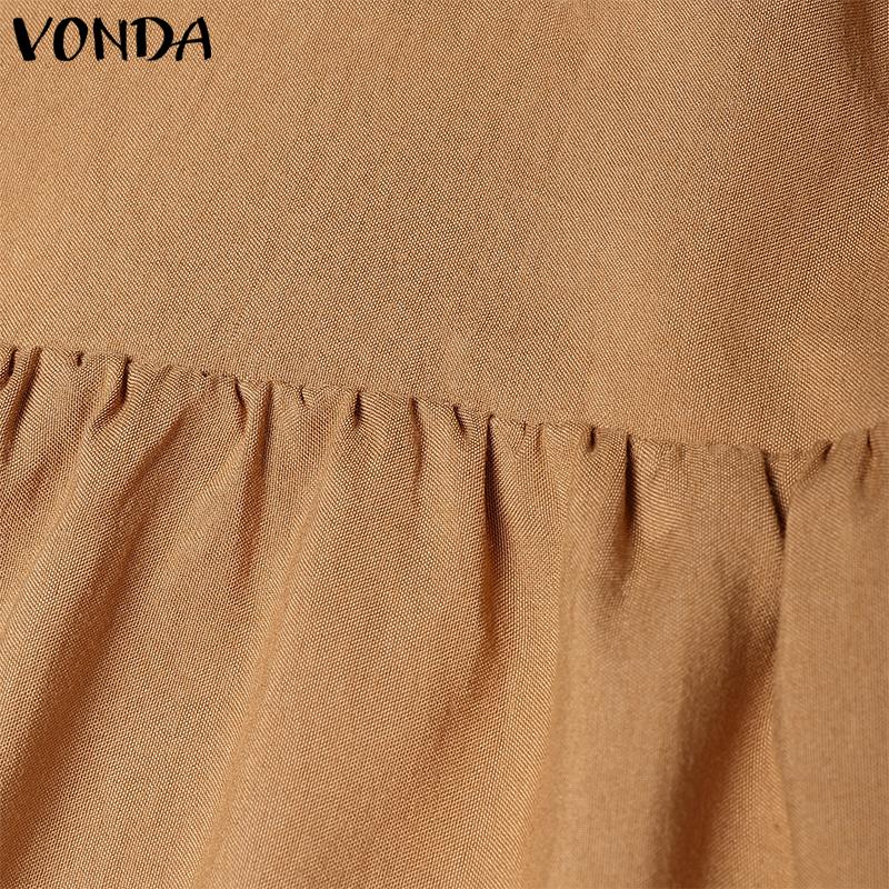 VONDA Elegant Women Square Collar Puff Sleeve Crochet Patchwork Casual Blouse