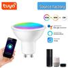 Tuya WiFi Умный цветной диммируемый спот GU10, RGBCW лампа с голосовым управлением Alexa