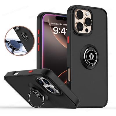 Противоударный чехол-броня с магнитным кольцом-подставкой для iPhone 16 Pro Max / 16 Plus / 16 Pro Max, матовый чехол для телефона