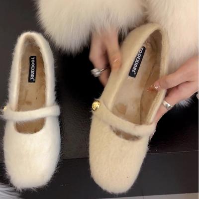 Модные осенние новые туфли на грубом каблуке, женские модные туфли с квадратным носком и неглубоким вырезом из замши, противоскользящие, износостойкие, плюшевые туфли