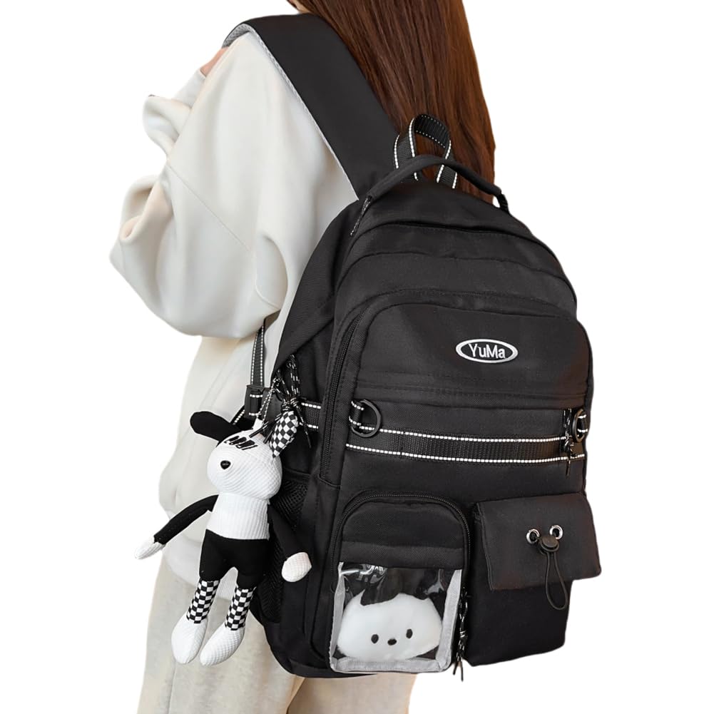 ZESU Large Capacity Korean School PVC Ita Perfect for Elementary and High School Students Women's Backpack, Bag, Bag, Transparent, Commuting, (Black)