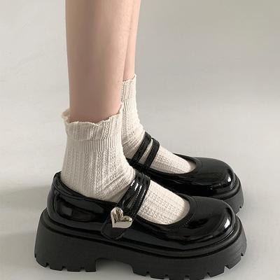 Черные туфли Мэри Джейн на толстой подошве с круглым носком, женские, новая летняя коллекция 2025 года, ретро, под юбку, с открытым верхом, на толстом каблуке, одинарные туфли