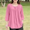 Женская повседневная блузка с круглым вырезом, свободного кроя, однотонная, с рукавами 3/4