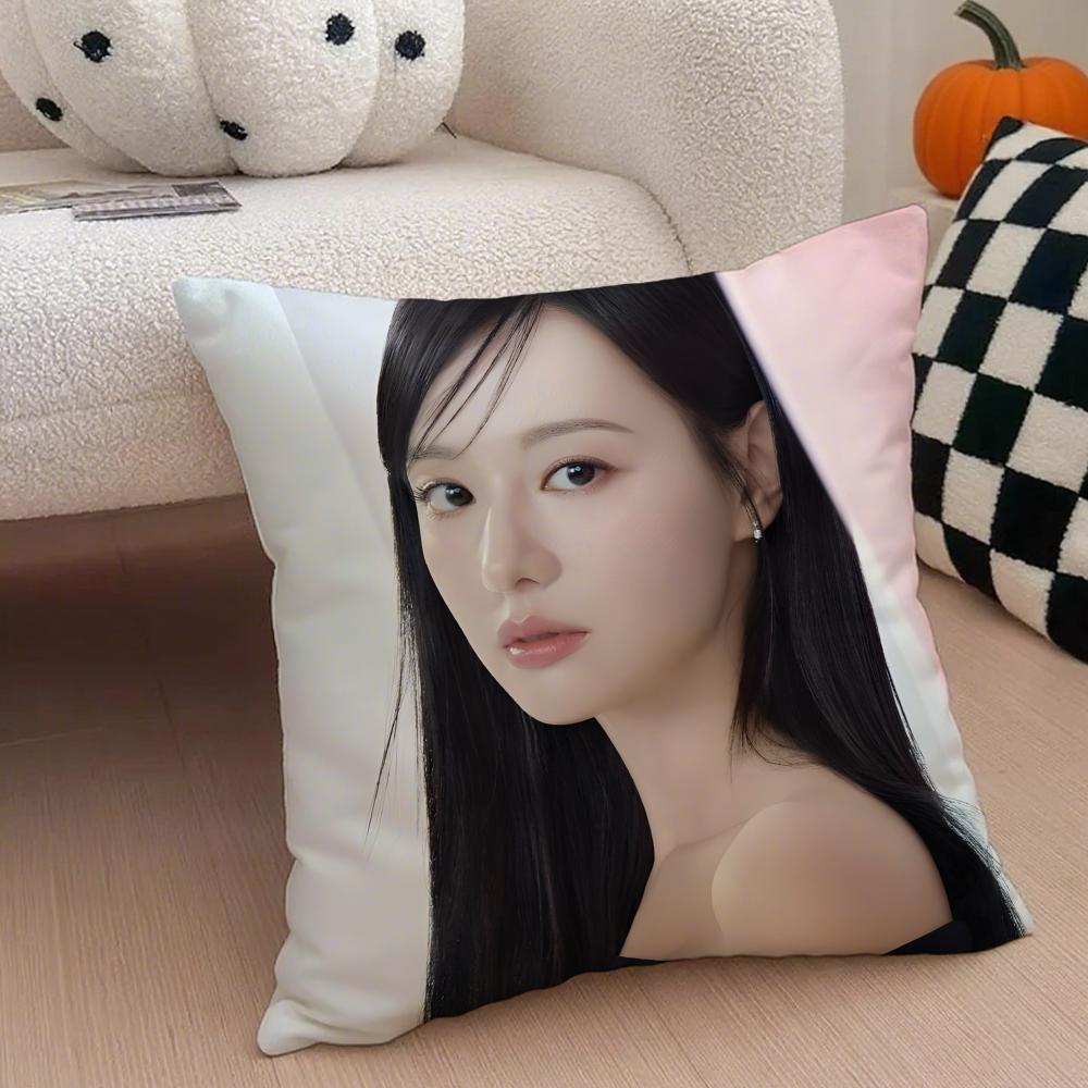 Talented Korean Beautiful Actress KKim Ji Won Cushion Cover Throw Pillow Cover Hidden Button Durable Polyester Chair Cushion
