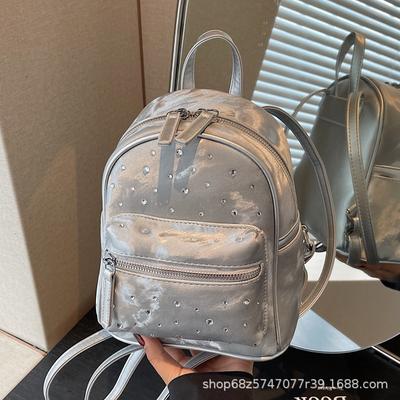 Высококлассная нишевая ромбовидная вышивка нитью, маленькая сумка на двойном плече, женская сумка-рюкзак с бриллиантовой инкрустацией, новая модная универсальная