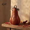Embossed Vine Craft Light-Up Halloween Gourd Decoration, LED Twinkling Pumpkin Lantern, Resin Indoor Home Accents Ornament for Fall Outdoor