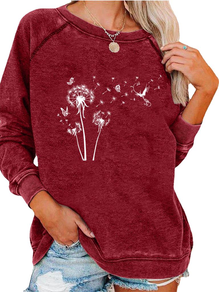 Женский пуловер оверсайз, свитшот на весну/осень, модный топ с принтом, универсальный топ