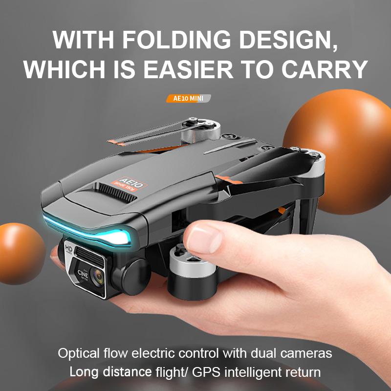 Новый AE10 MINI Light Drone Складной профессиональный 8K ESC HD Двойная камера GPS/оптическое позиционирование потока Бесщеточный WIFI FPV Квадрокоптер Игрушка ПОДАРОК