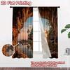 2D flat printing 2pcs Party Curtains Cave Entrance Arch Rock Sunset Digital Printed Polyester Drapes Family Party Decoration Use