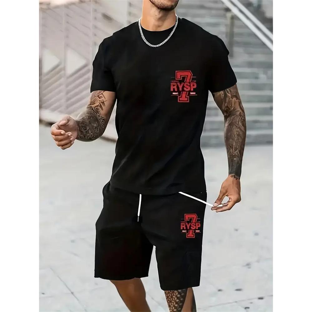 2024 New Summer Sportswear Men's Short Sleeve Shorts 2 Piece Set Men's Street Camouflage Print Trendy Shorts Set Men's Clothing