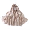 Fashion Design Classic Shiny Silk Scarf Women Soft Hijab Solid Color Handband Shawls Wraps Muslim Scarves Stole