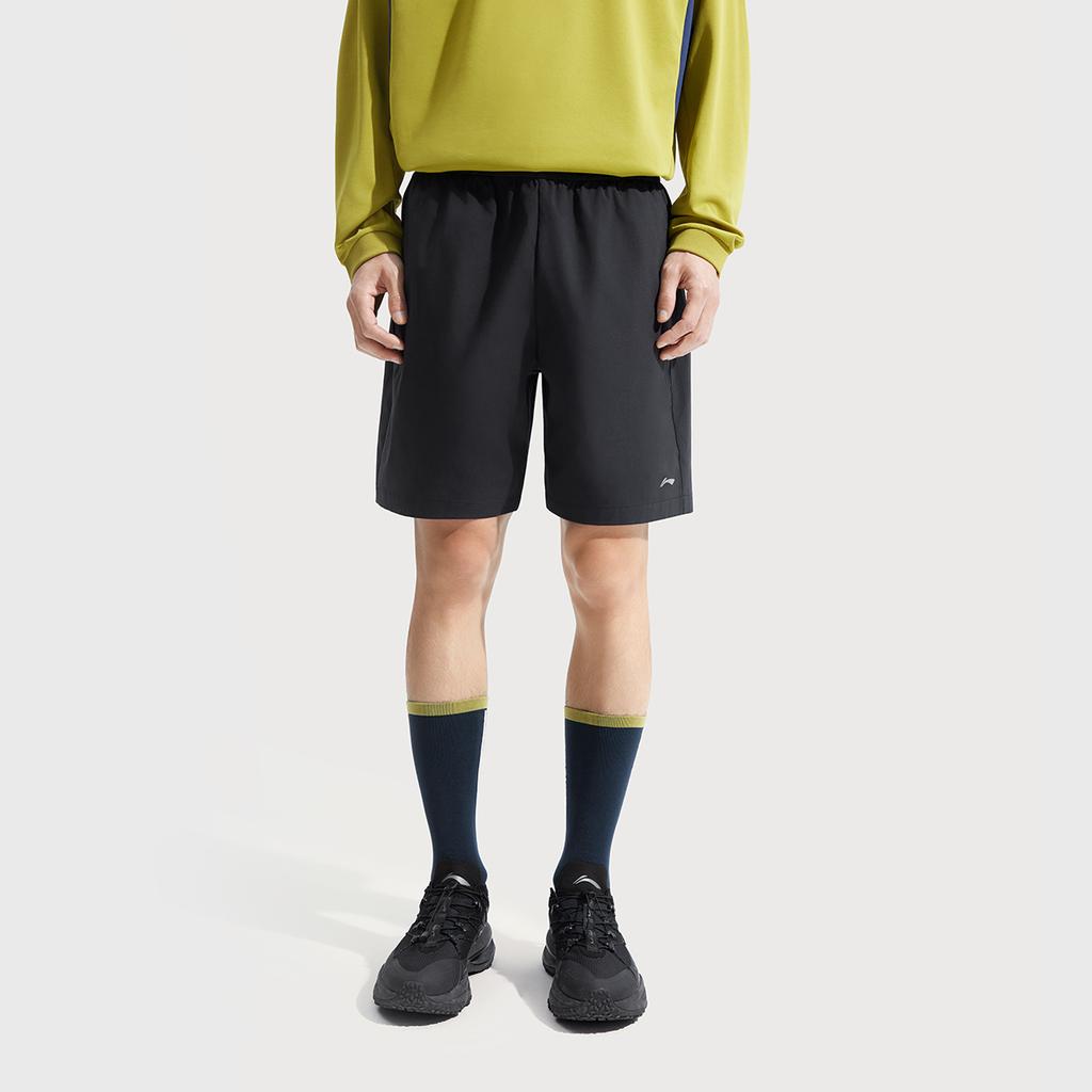 Li-Ning Fashionable Comfortable Quick-Dry Cool Antistatic Solid Color Mid-Waist Breathable Versatile Straight-Leg Sports Shorts Men Shorts AKSV633-1