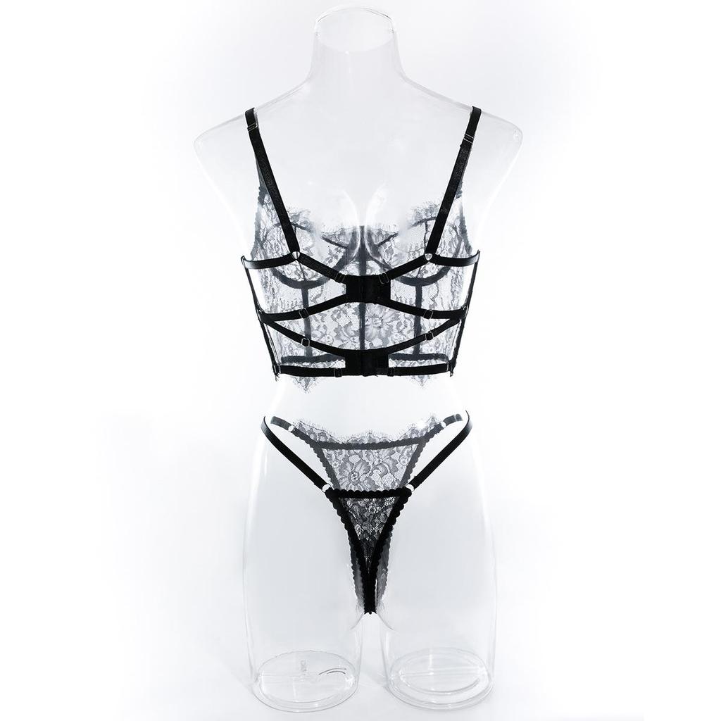 Temptation Lace Eyelash Fishbone Lingerie Set for Women
