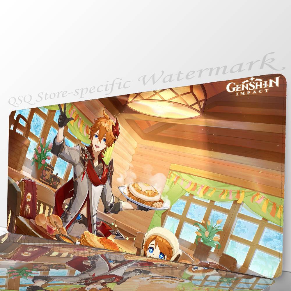 Тарталья Аниме G-genshin Impact Коврик для мыши Нескользящий Подходит для офисных компьютеров Ноутбуков Игровой коврик для стола E-sports Клавиатура XXL