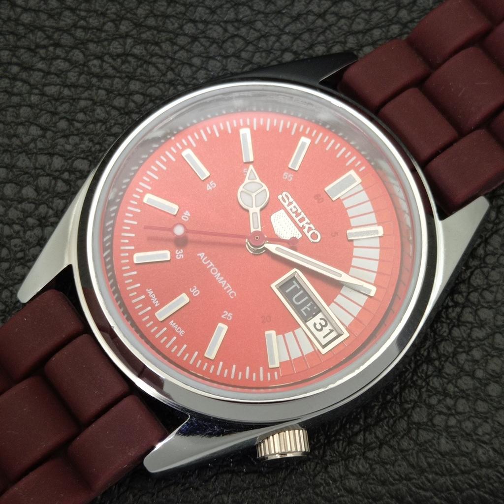 REFURBISHED SEIKO 5 AUTOMATIC 6309A VINTAGE JAPAN MENS RED DIAL WATCH a441096-4 Sk-a441096