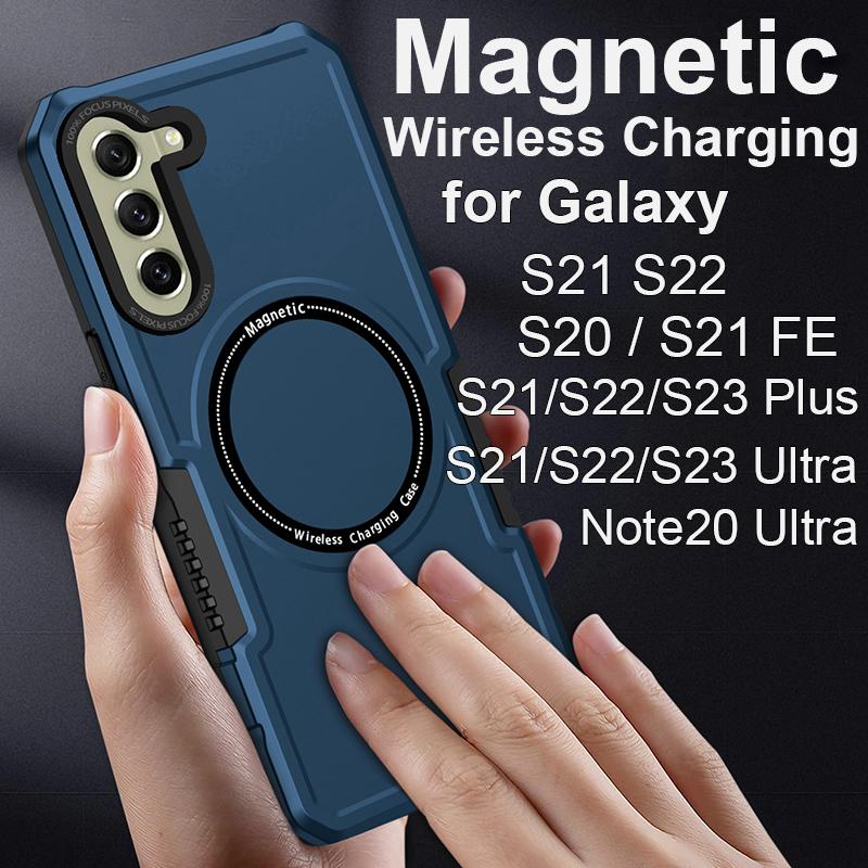 Магнитный чехол для беспроводной зарядки Magsafe для Galaxy S21 S22 S23 Ultra Plus S20 S21 Fe 5g, чехол для телефона Samsung Note 20 Ultra