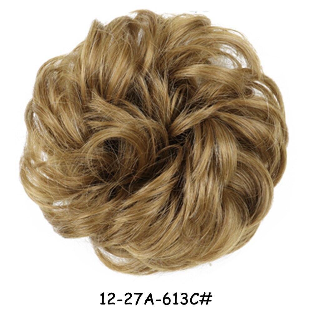 MISS WIG Women Messy Chignon Donut Hair Bun Fake Hair Elastic Chignon Synthetic Fiber Hairpiece Gray Black Brown Color