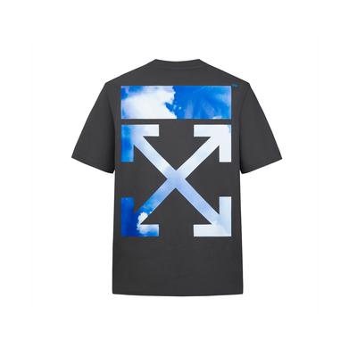 Off-White Небесно-голубая и белая футболка с принтом стрелок, модная, легкая роскошь, трендовая, универсальная, унисекс, OFFTE10ISEAMQ