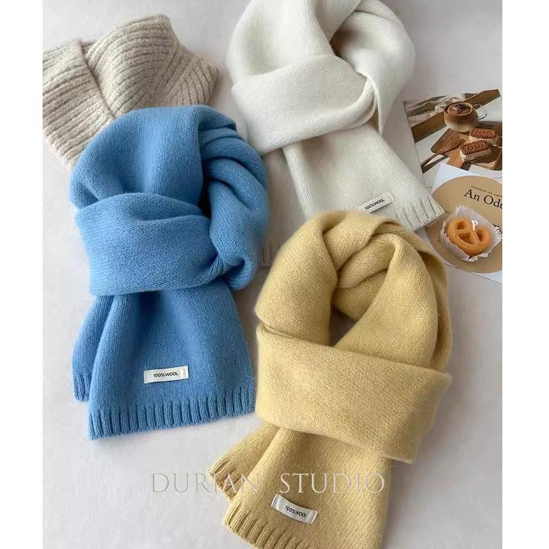 Australian Pure Wool Cashmere Scarf - Unisex Winter Warm Knitted Solid Color