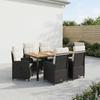 Outdoor Table Set 7 Pieces Black and Cream White