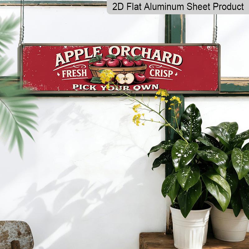 2D Flat Design, Single Piece, Alumium Decorative Sign and Plaque, "Apple Orchard Self-Pick" Metal Sign, Picking Theme, Autumn Festival Decoration