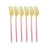 6Pcs Tea Fork Stainless Steel Tableware Set Fruit Fork Dinnerware Cutlery Set Gold Cake Snack Gold Salad Fork Kitchen Utensils
