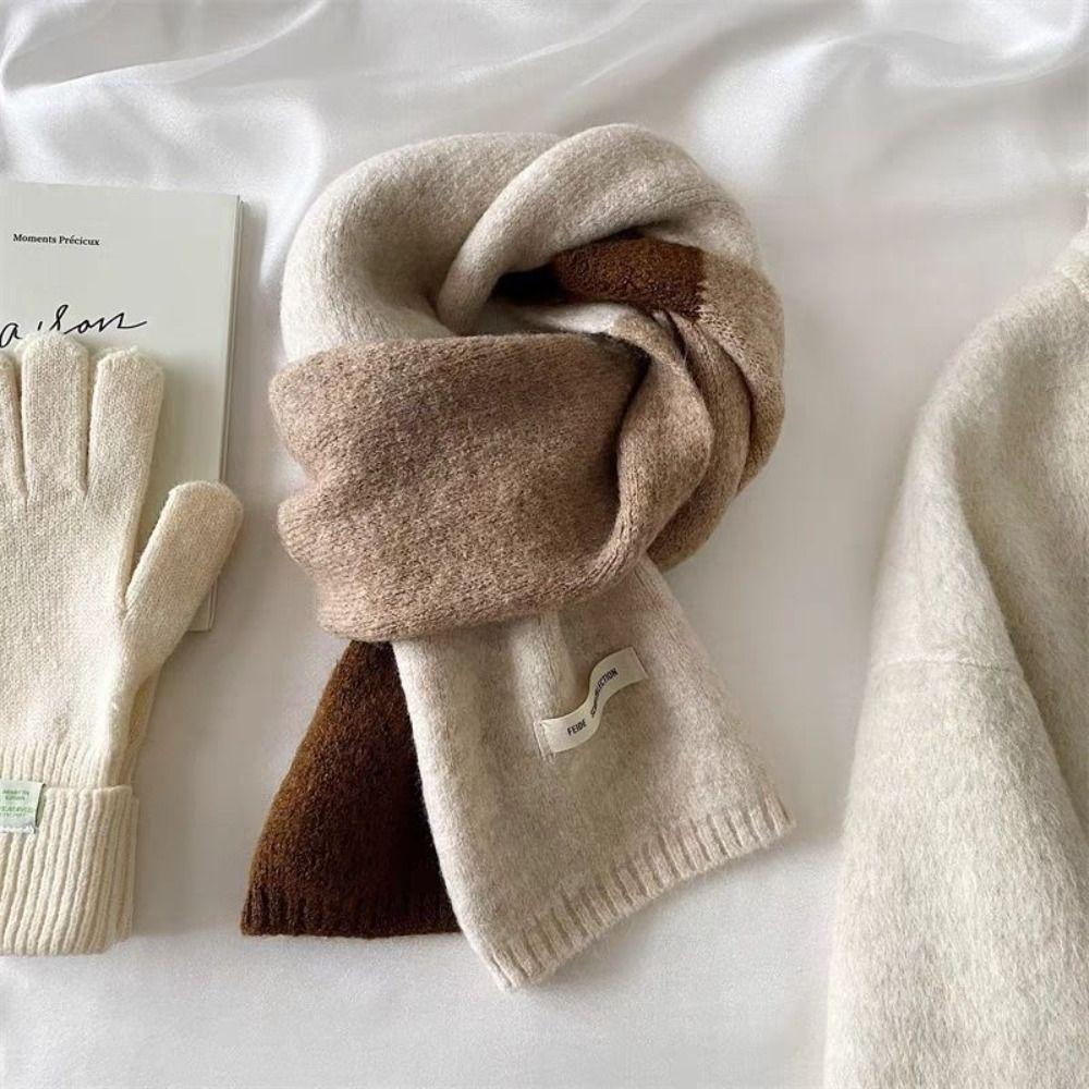 Striped Knitted Scarves Korean Style Neckerchief Shawl New Wool Scarf L Women