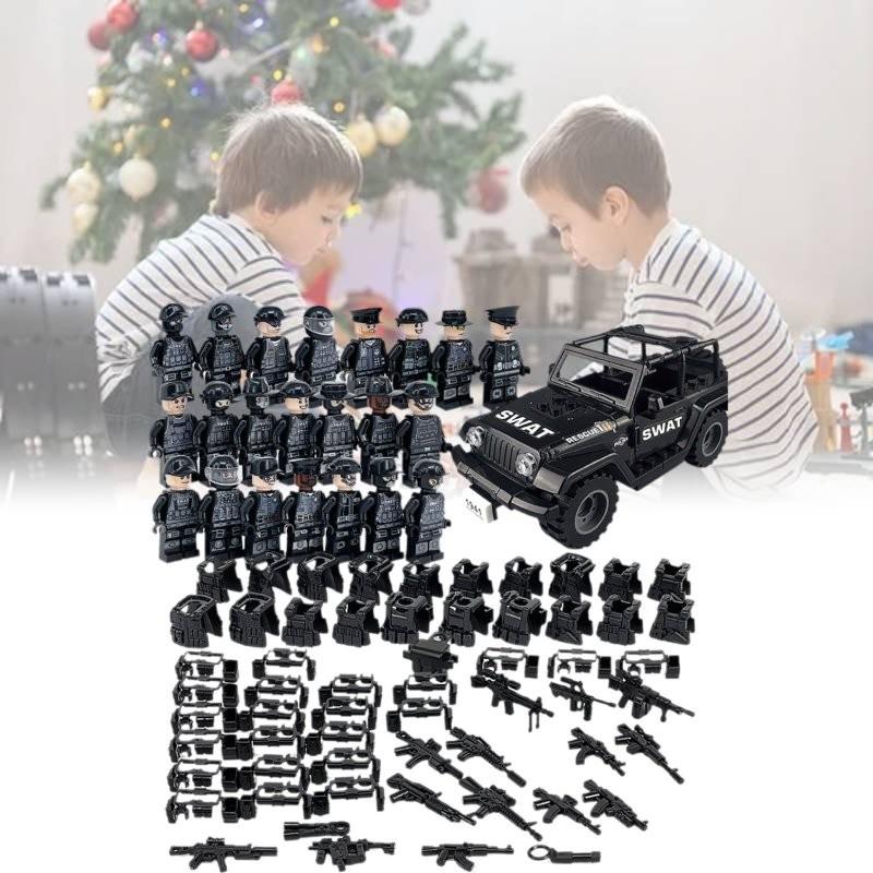 Military Action Figure Police Swat Black Special Forces Building Block Set For Kids