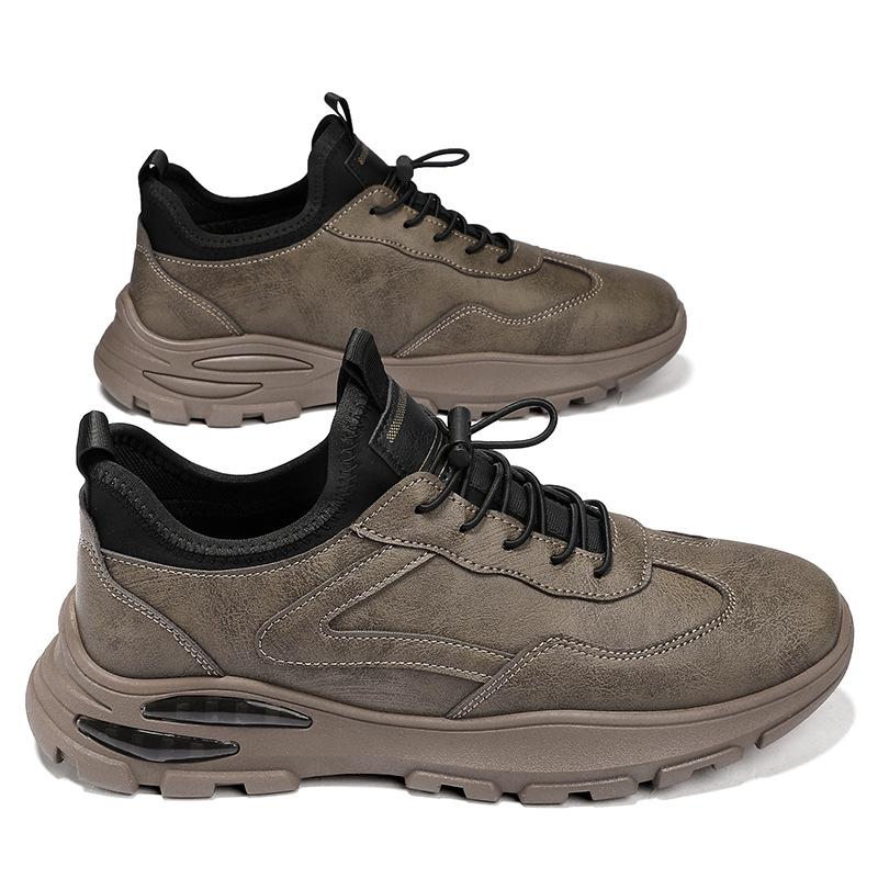 2025 однотонные модные мужские туфли зимние рабочие повседневные кожаные туфли мужские шнурки удобные универсальные спортивные туфли