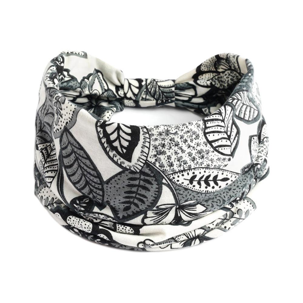 Новая винтажная эластичная повязка на голову из высококачественного хлопка в стиле бохо, популярная бандана, широкий тюрбан, мягкие повязки на голову, цветочный принт, узел, аксессуары для волос, новые для женщин