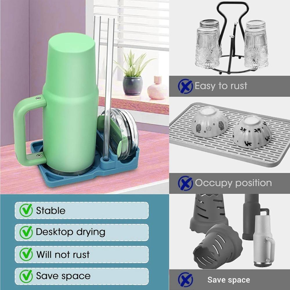 Suction Cup Design Cup Drainer Rack Food Grade Silicone Water Bottle Holder Bottle Drying Rack Bar