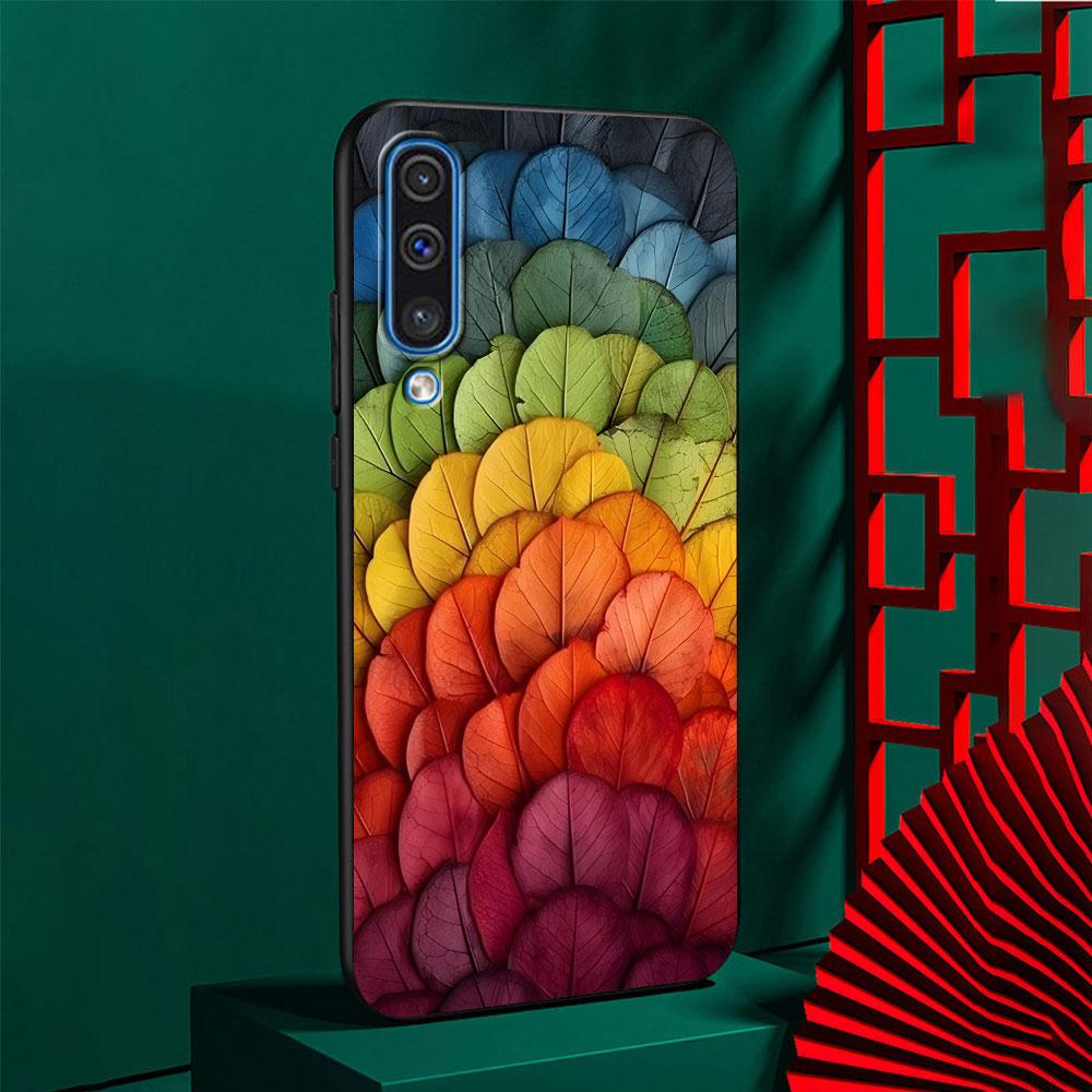 Colorful Leaves Case for Samsung Galaxy A10s A50 A50s A02s A03s A20 A30 A20e A70 A70s A20s A30s A10 A40 A04 Black Phone Cover